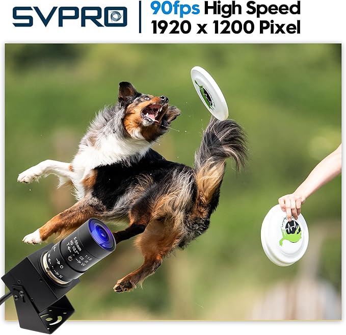 SVPRO 2MP Global Shutter USB Camera 90FPS High Speed Camera with 5-50mm Zoom Lens,Manual Focus Webcam for Glof Swing,10X Optical Zoom Industrial Video Camera USB Plug and Play for Computer-DeskLoop Office