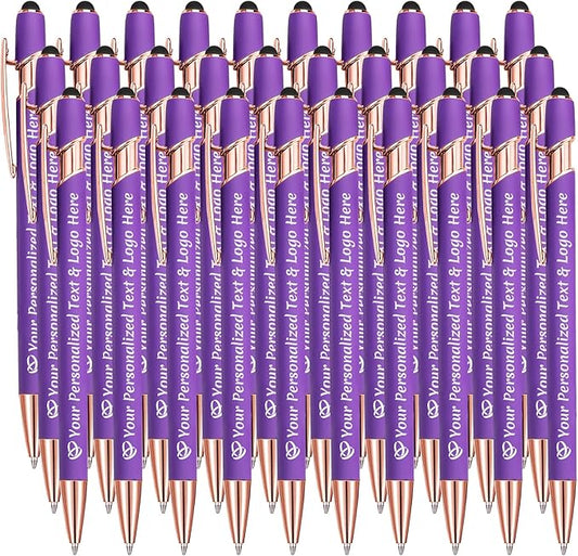 STREADVE Personalized Custom Pens 30 Engraved Writing Pen with Name Logo, Customized Promotional Items Stylus Pen Gifts for Women Realtor Birthday Wedding Business, Purple-DeskLoop Office