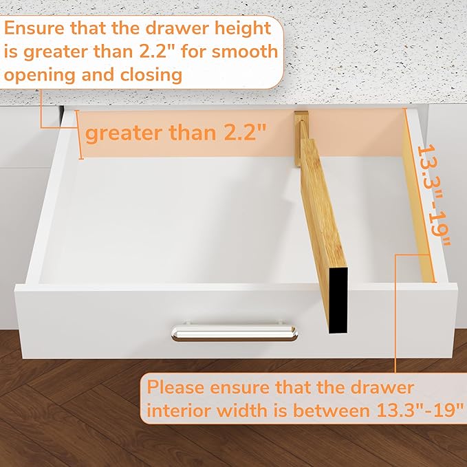 BAMEOS Drawer Divider,Expandable Bamboo Separators Adjustable Utensil Knife Fork Tool Kitchen Organizer, Clothes Fabric Drawer Organizer In Bathroom Bedroom Office, Cabinet Dresser Organizer 4-pack-DeskLoop Office