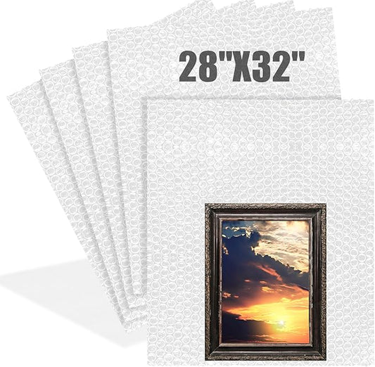 5 Pack Extra Large 28 * 32 Inch Bubble Pouches Clear Bubble Pouch Wrap Bags for Packing Shockproof Cushioning Wrap Bag for Shipping Moving Fragile Dishes China Plates Painting Fragile Items-DeskLoop Office