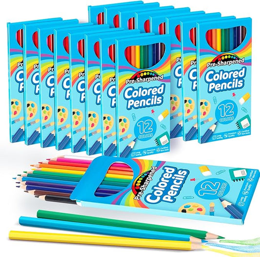 V-Opitos 168 Count Colored Pencils for Kids, 14 Pack Bulk Colored Pencils in 12 Colors, Pre-sharpened Coloring Pencils, Ideal School Supplies & Classroom Prizes, Kids Party Favor-DeskLoop Office