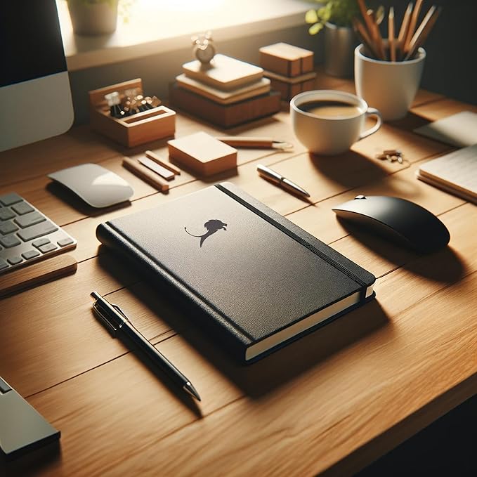 Daily Planner, Calendar & Life Organizer to Improve Time-Management, Productivity & Happiness | Vegan Leather Hardcover Notebook with Blank Dates, Undated 6 Months Hourly Planner for Men & Women, 24 Hour Agenda (Black)-DeskLoop Office