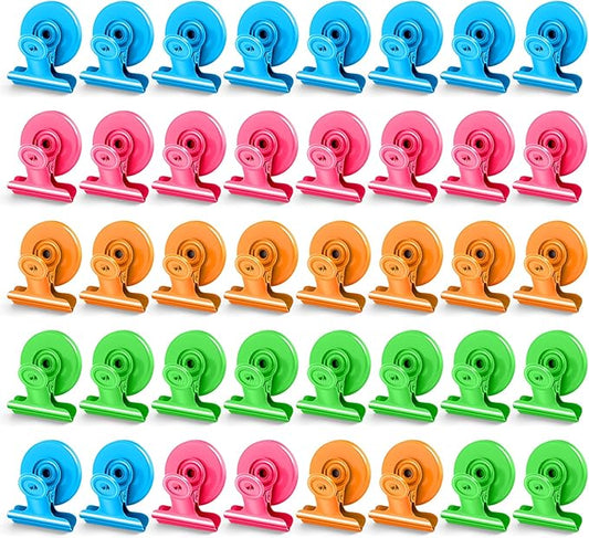40 Pack Refrigerator Magnets with Clips, Fridge Magnets Whiteboard Magnet Clips, Teacher Classroom Must Haves,Manget Heavy Duty, Best for Photo Displays,Whiteboard,Refrigerator,Locker,Plant-DeskLoop Office