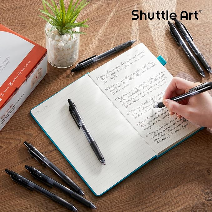 Shuttle Art Black Gel Pens, 70 Pack Retractable Medium Point Rollerball Gel Ink Pens Smooth Writing with Comfortable Grip for Office School Home Work-DeskLoop Office