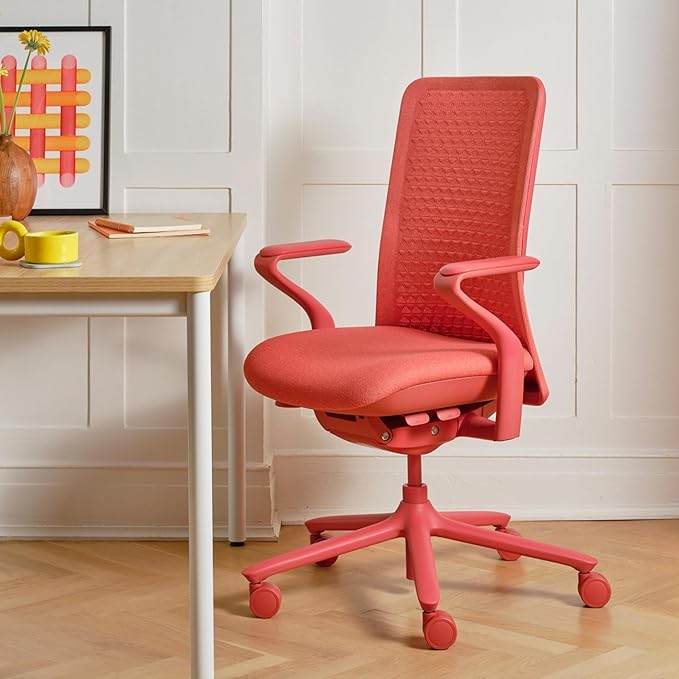 Branch Verve Chair - High Performance Executive Office Chair with Contoured Seat Back and Adjustable Lumbar Rest - High Density Foam Cushion with Aluminum Base - Up to 275 lbs - Coral-DeskLoop Office
