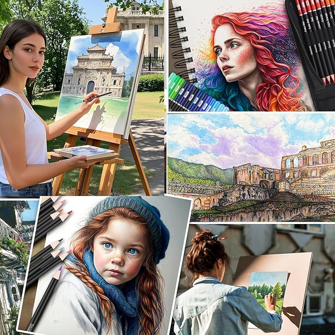 Soucolor 72-Color Colored Pencils for Adult Coloring Books, Back to School Supplies, Soft Core, Artist Drawing Sketching Pencils Set, Art Supplies Kit Gifts for Kids Teens Beginners Blending Shading-DeskLoop Office