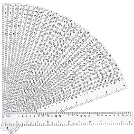 30 Packs Clear Plastic Ruler 12 Inch with Centimeter and Millimeter, Metric Rulers Bulk for Kids Classroom School Office-DeskLoop Office