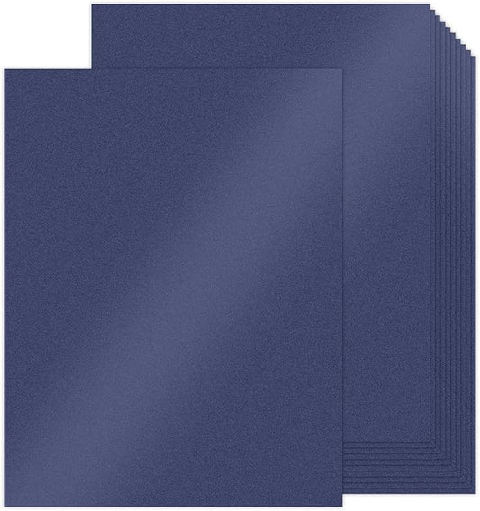 100 Sheets Navy Blue Shimmer Cardstock 8.5 x 11 Blue Paper, Goefun 80lb Card Stock Printer Paper for Christmas, Invitations, Certificates, Crafts, Wedding-DeskLoop Office