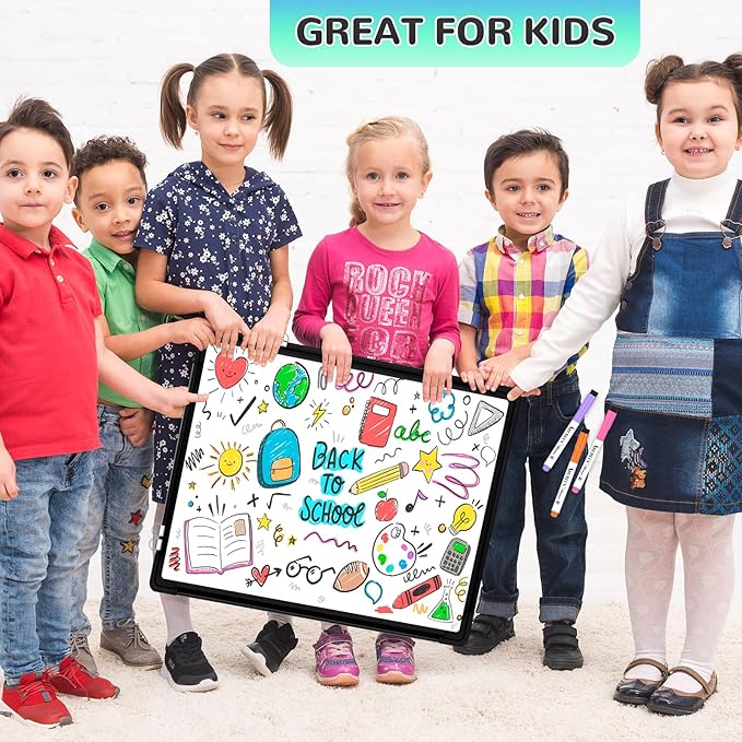 Monthly Calendar Whiteboard, 24"x18" Dry Erase Cork Board Combination for Wall, Magnetic Dry Erase Board, Double-Sided White Board, Portable Board for Office, Kitchen, Planning, Memo, School, Home-DeskLoop Office