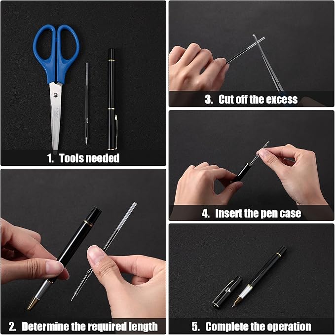 Outus 60 Pcs 0.7 mm Black Retractable Pen Refills Bulk 4.2inch Replacement - Image 7