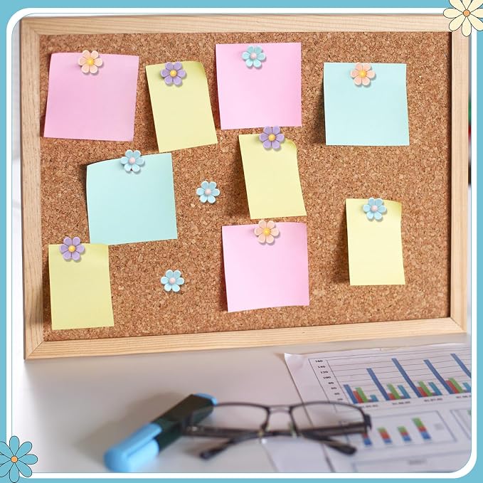 Sawysine 60 Pcs Cute Push Pins Decorative Push Pins Thumb Tacks Colorful Flower - Image 7