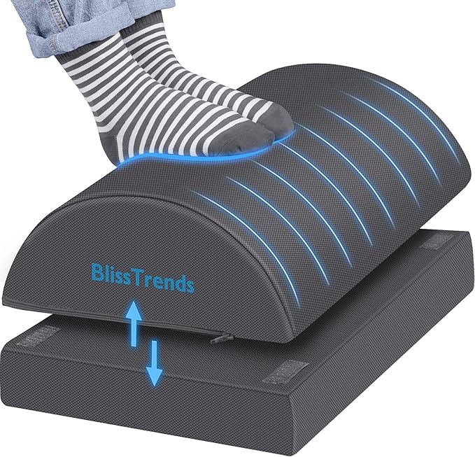 BlissTrends Foot Rest for Under Desk at Work-Versatile Foot Stool with Washable Cover-Comfortable Footrest with 2 Adjustable Heights for Car,Home and Office to Relieve Back,Lumbar,Knee Pain-Gray-DeskLoop Office