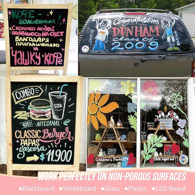 Window Chalk Markers Washable, Macaron 8 Colors Jumbo Chalk Marker Car Glass Erasable, Liquid Chalk Pens with 10mm Thick Tips for Chalkboard, Windows, Glass, Mirror, Auto, Poster, Bistro, Cars of DIY-DeskLoop Office