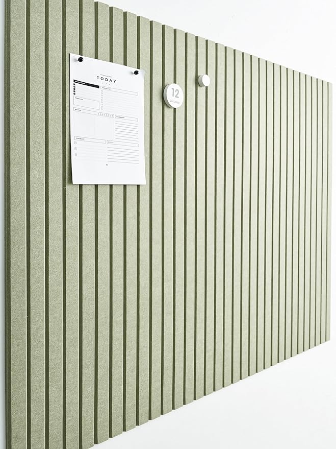 Large Cork Boards for Walls Black Felt Board Alternative - Slat Wall Paneling, Felt Bulletin Board Tiles for Office Decor, Push pin Board Office Wall Organizer -12-Pack (Sage)-DeskLoop Office