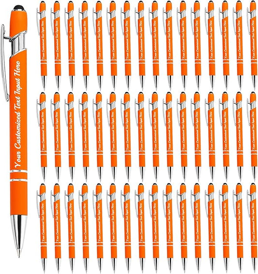 Personalized Ballpoint Pen 48pcs, Custom Pens Free Engraved Bulk with Name Logo, Soft Black Ink Stylus with Touch Metal Office, Gift for Anniversaries, Graduations, Birthdays-DeskLoop Office