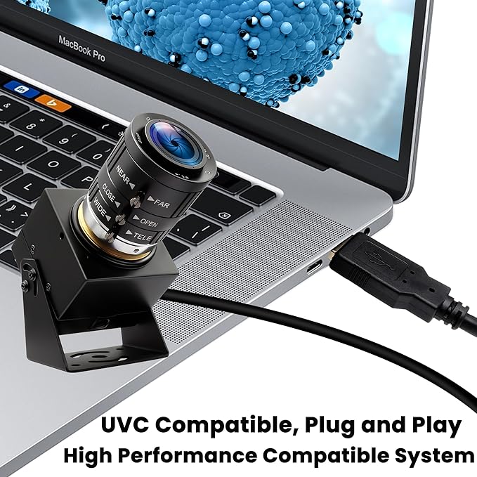 USB Camera 120fps High Speed Webcam Golf Swing 4K 12Megapixels USB Cam with 3X Manual Optical Zoom Lens Lightburn PC Computer Plug and Play for Linux Windows Mac OS-DeskLoop Office