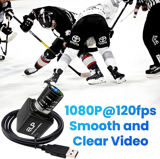 USB Camera 4K 12 Megapixels USB Webcam 1080P 120fps High Speed Golf Swing Cam with 3X Manual Optical Zoom Lens Close up PC Computer Plug and Play for Live Streaming Industrial Project Meeting-DeskLoop Office