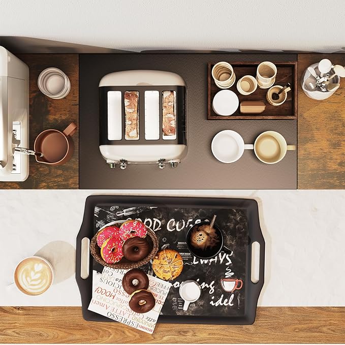 43.7" Extra Long Dual Monitor Stand Riser, Wood & Steel Monitor Stand for 2 Monitors, Wide TV Stand, Desktop Riser for Desk Organization, Home Office、Laptop,Printer,TV (Vintage black)-DeskLoop Office