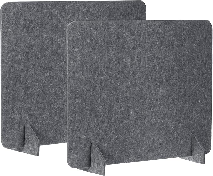 PATIKIL Desk Divider, 2 Set 24 x 24 Inch Acoustic Freestanding Desk Divider Desk Privacy Panel with 4 Pcs Support Feet for Library Office Workstation, Dark Grey-DeskLoop Office