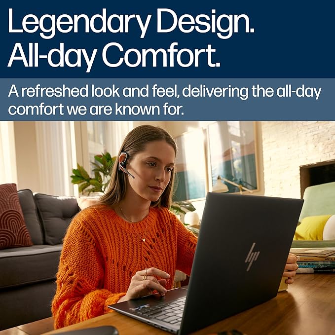 POLY HP Voyager Legend 30 - Bluetooth Monaural Headset - Discreet Boom & 4 Noise-Canceling Mics, WindSmart Technology, All-Day Comfort, Seamless Connectivity, Smart Sensors & Call Controls, Black-DeskLoop Office