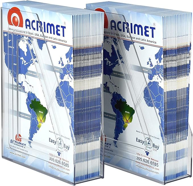 Acrimet Magazine File Holder, Durable Rack, Space-Saving Organizer (Plastic) (Clear Crystal Color) (2 pack)-DeskLoop Office