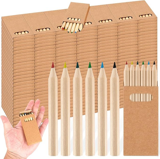 Faccito 200 Packs Mini Drawing Colored Pencils for Kids 3.5 Inch Portable Short Fat 6 Different color Pre Sharpened Pencils in Bulk for Children Painting Classroom School Supplies-DeskLoop Office
