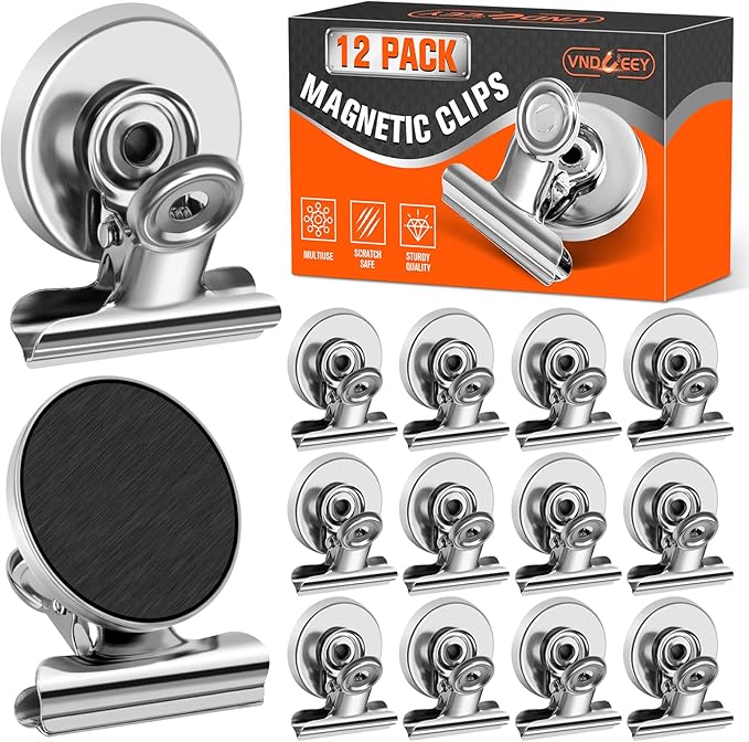 VNDUEEY 12 Pack Fridge Magnet Refrigerator Magnets, Strong Magnetic Clips, Magnet Clips for Whiteboard, Locker, Photo Displays, Kitchen, Office Organizing Decorating-DeskLoop Office