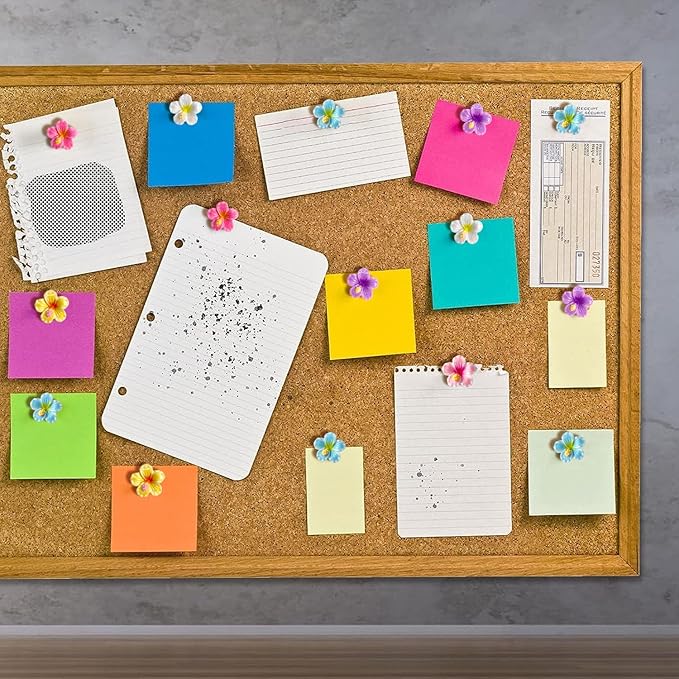 60 pcs Flower Push Pins Cute Decorative Flower Thumbtacks Color Pushpins for Bulletin Cork Board Photo Wall Display Map Home Office Organization-DeskLoop Office