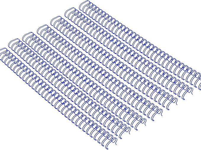 100 Pack Double Loop Wire Binding Spines, YolieraArt 1/4 Inch Spiral Binding Coils for Letter Size,Metal Bindings for Notebook Binder Machine (20 Sheet Capacity, 100P, 3:1 Pitch Twin Combs, Blue)-DeskLoop Office