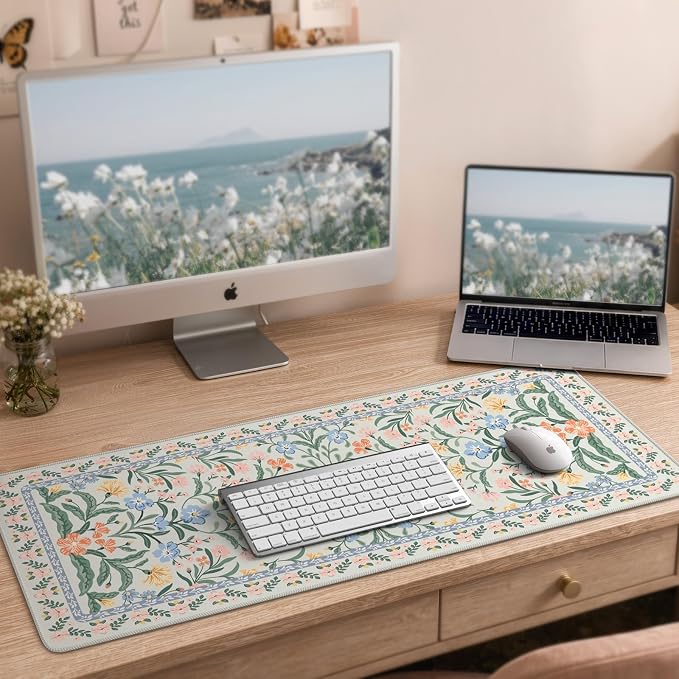iCasso Aesthetic Floral Desk Mat, L Mouse Pads, Anti-Slip Mousepad - Image 8