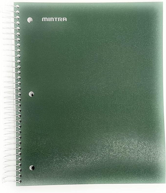 Mintra Office Durable Spiral Notebooks, 5 Subject (Green Olive, Wide Ruled 1pk)-DeskLoop Office