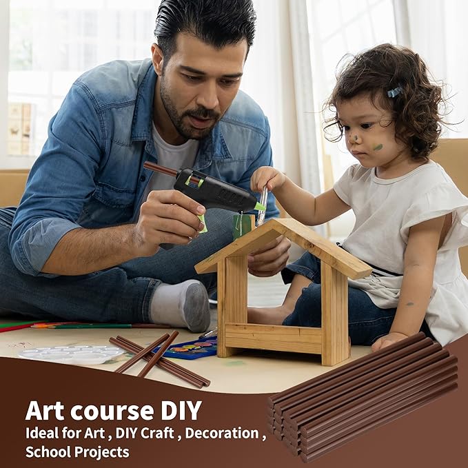 MATUFF Brown hot Glue Sticks Full Size 0.43” Dia x 8” Long, 20 pcs Hot melt Adhesive Glue Sticks, All-Purpose Colored Glue Gun Sticks for DIY Brown Crafting Arts and Home Decoration Repair Bonding-DeskLoop Office