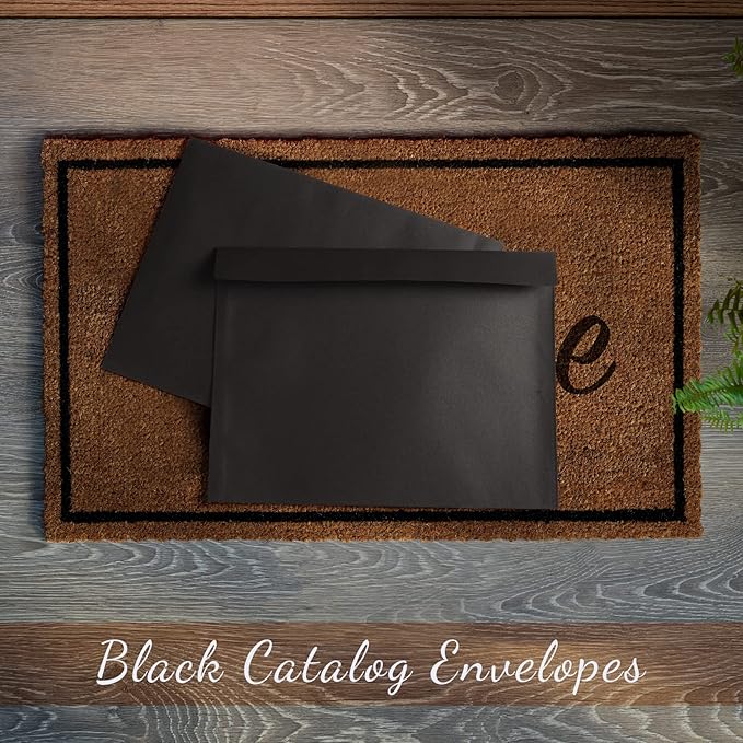 Crtiin 100 Pcs 9 x 12 Open End Booklet Envelopes 80 lb 120gsm Catalog Envelopes with Closure for Mailing Catalog Financial Document Magazine Pamphlet Business(Black)