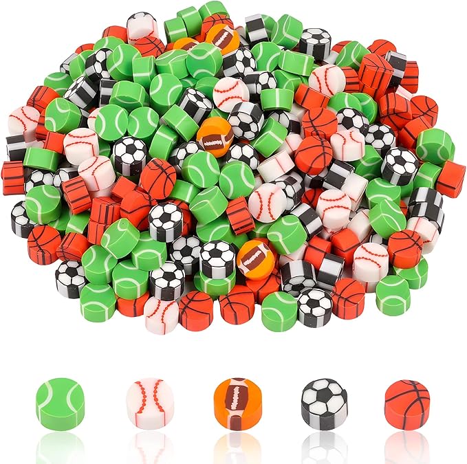 FOIMAS 300pcs Mini Erasers, Sport Balls Pencil Eraser Football Baseball Soccer - Image 6