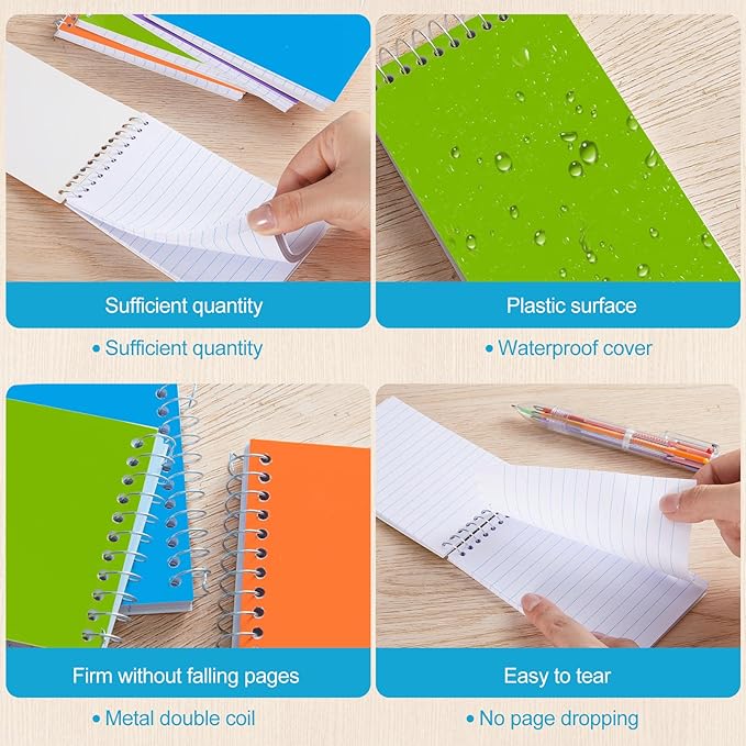 36 Pcs Small Pocket Notebooks 3 x 5 Inch Mini Memo Spiral Notepads Top Bound College Ruled Lined Note Pads for Back School Office Journaling Noting, 75 Sheets/Pad (Bright Color)-DeskLoop Office