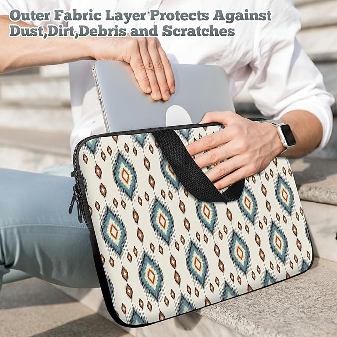 Laptop Sleeve Case Bag 15 inch, Geometric Ethnic Oriental Slim Carrying Case Durable Handbag Travel Laptop Bag for 15 inch MacBook Air M3/M2/15 Pro/Surface Laptop 7/6/5/4/3/ Dell XPS 15 Plus