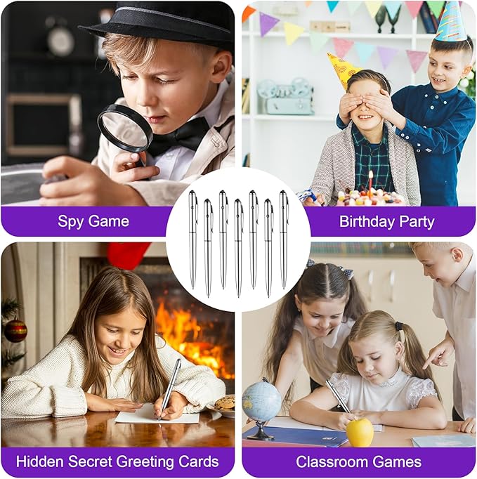 Invisible Ink Pen 30 Pcs Spy Pen with UV Light Magic Marker Pens for Secret Message and Birthday Party, Writing Secret Message for Halloween Christmas Party Bag Gift, with 30 Replaceable Pen Refills-DeskLoop Office