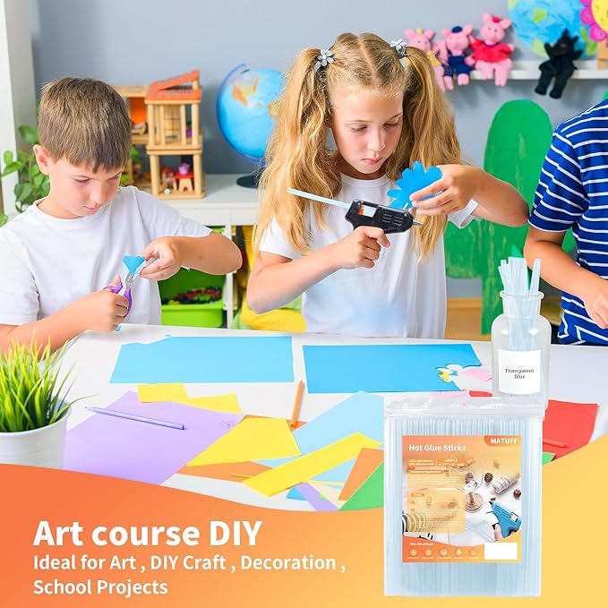 MATUFF Mini hot Glue Gun Sticks – 120 Pcs Clear hot Glue Sticks Dia 0.27” x 8” Long Mini Glue Stick, All-Purpose Glue Sticks Bulk for Crafting, Scrapbooking & More - Compatible with Most Glue Guns-DeskLoop Office