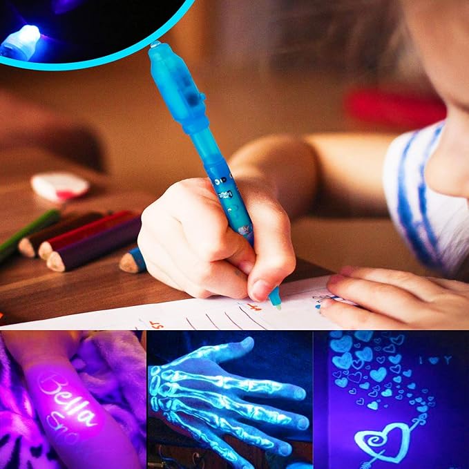 Invisible Ink Pen, Spy Pen Secret Message Writer with uv Light Magic Marker for Drawing Fun Activity Kids Party Favors Ideas Gifts and Stock Stuffer (24pcs)-DeskLoop Office