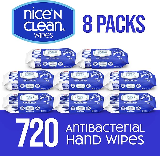 Nice 'N CLEAN Sensitive Skin Wet Hand Wipes 90ct (8-Pack) | Infused with Aloe | Hypoallergenic Wipes More Effective than Gel-DeskLoop Office