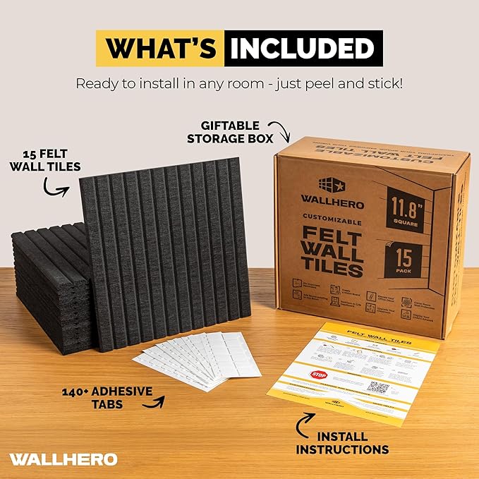 Large Bulletin Board, Tack Board, 59"x36" | 15 Pack | Wall Pin Board, Cork Board Alternative for Walls, Tablero de Corcho para Pared, Cord Board for Wall (Black Slats)-DeskLoop Office