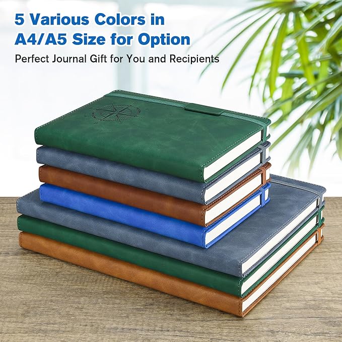 Notebook Journal for Women Men: Leather Journal for Writing, Hardcover College Ruled Journals Notebooks with Thick Paper, Large A5 Daily Journal for Travel, Diary, Gifts for Teens, 5.7"×8.5", Blue-DeskLoop Office