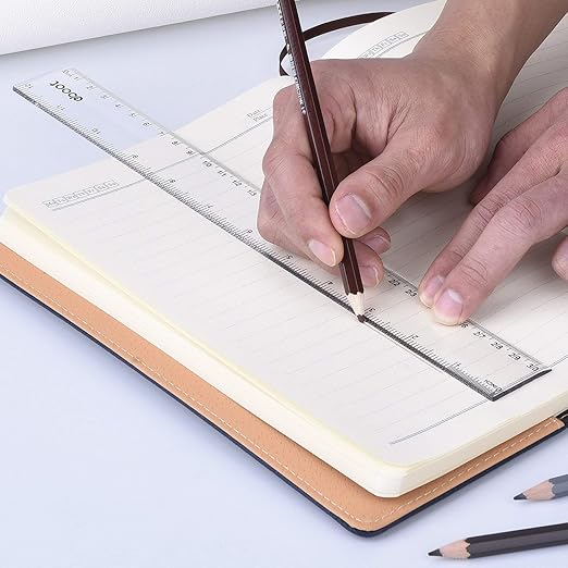 Eboot 2 Pack Clear Plastic Ruler 12 Inches Straight Ruler Plastic Measuring Tool for Student School Office-DeskLoop Office