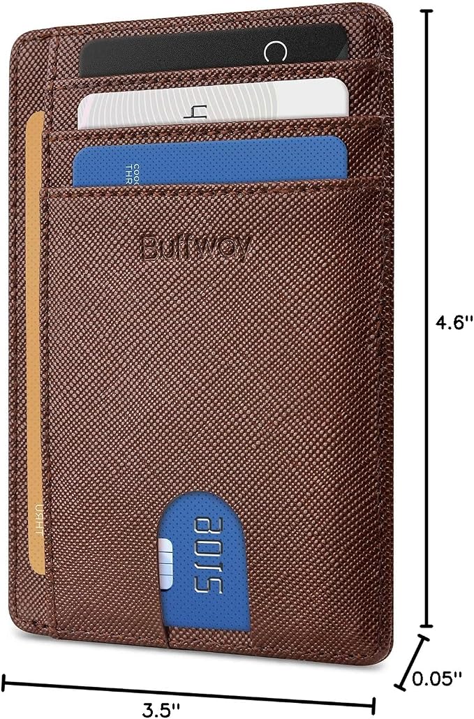 Buffway Slim Minimalist Front Pocket RFID Blocking Leather Wallets - Image 8
