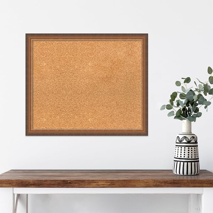 Amanti Art Natural Cork Board for Wall, 20x24 Vision Board with Bronze Frame, Medium Corkboard Office Decor for Home Organization, Modern Corkboard Pinboard to Display Items for Home Organization in-DeskLoop Office