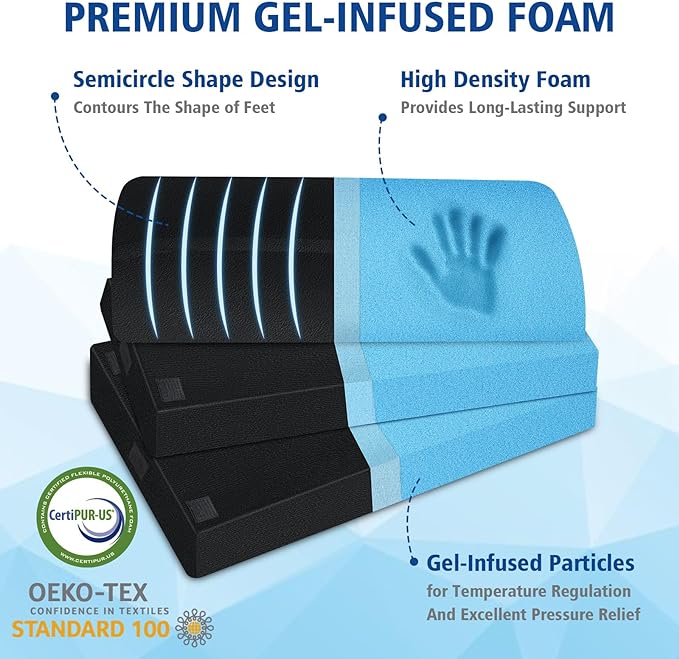 KAYFIA Foot Rest for Under Desk at Work XXL(20in) with 3 Adjustable Heights,Foot Stool with Supportive Gel Foam, Warmer Feet Pocket Footrest for Office Gaming Chair, for Leg Support -Black-DeskLoop Office