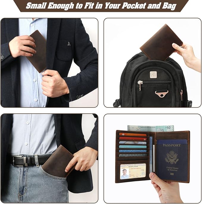 Jack&Chris Leather Passport Holder RFID Blocking Passport Travel Wallet Cover - Image 7