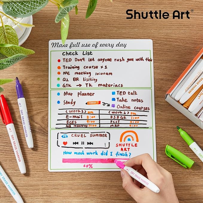 Shuttle Art Dry Erase Markers, 12 Colors 144 Bulk Pack Whiteboard Markers, Fine Point Dry Erase Markers Perfect for Writing on Dry Erase Whiteboard Mirror Glass for School Office Home-DeskLoop Office