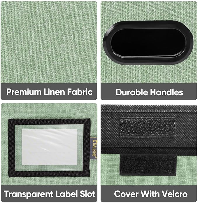 BALEINE File Organizer Box with Lid, Collapsible File Folder Organizer with Plastic Slide, Hanging File Folder Box for Office Document Storage (2 Pack, Green)-DeskLoop Office