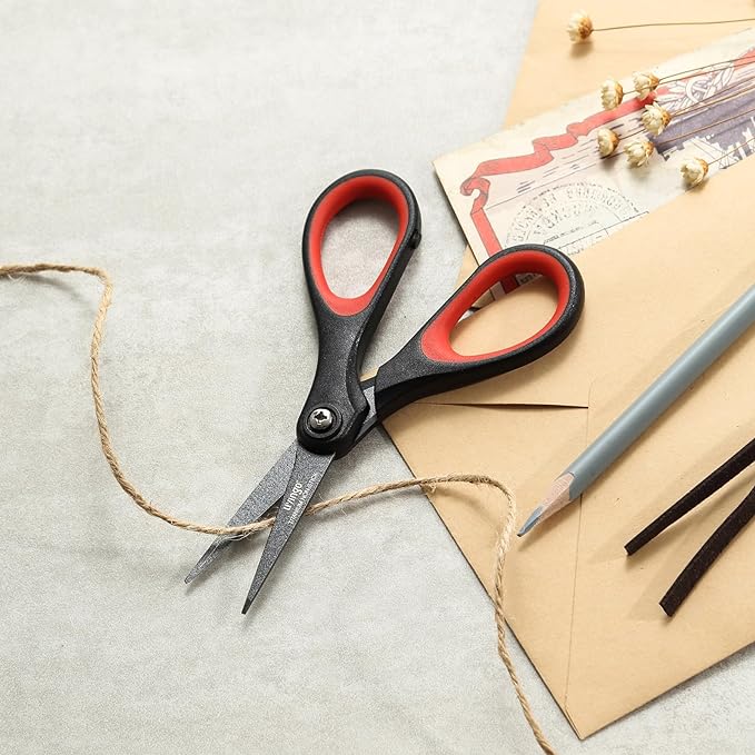 LIVINGO 3 Pack Titanium Scissors All Purpose - Non Stick Stainless Steel Sharp Scissors Set Heavy Duty for Office School Sewing Crafting Cutting Fabric Paper, Comfortable Grip, 5”, 7” & 8”-DeskLoop Office